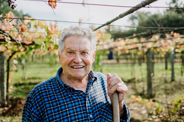 jardinier dans son potager